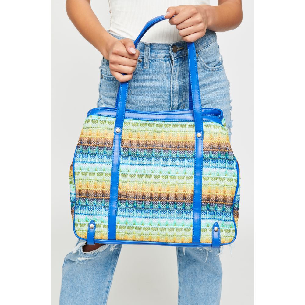 Woman wearing Blue Multi Urban Expressions Journey Tote 840611111210 View 2 | Blue Multi