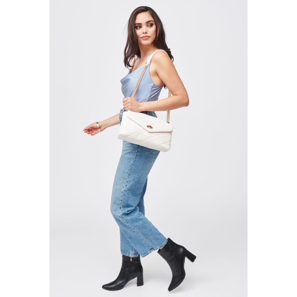 Woman wearing White Urban Expressions Felicity Crossbody 840611182777 View 2 | White