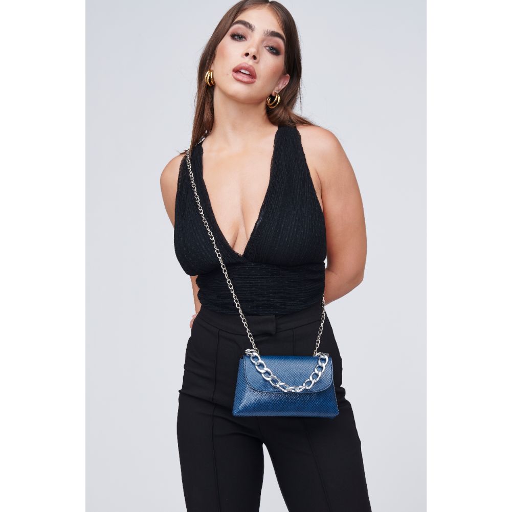 Woman wearing Denim Urban Expressions Teagan Crossbody 818209011617 View 2 | Denim