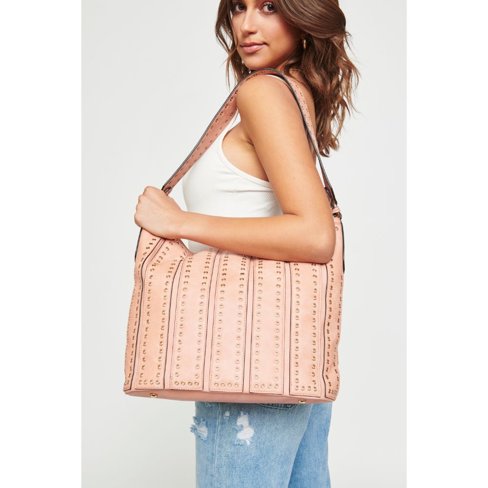 Woman wearing Peach Urban Expressions Nicola Hobo NA-840611126382 View 3 | Peach
