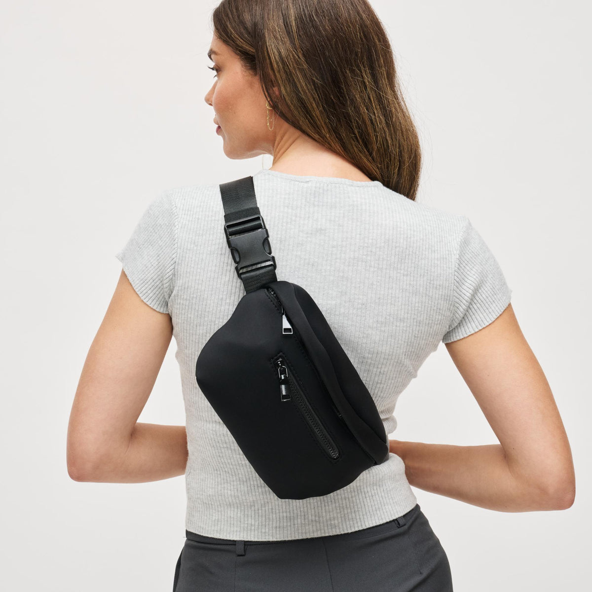 Woman wearing Black Urban Expressions Celestine Belt Bag 840504200199 View 2 | Black