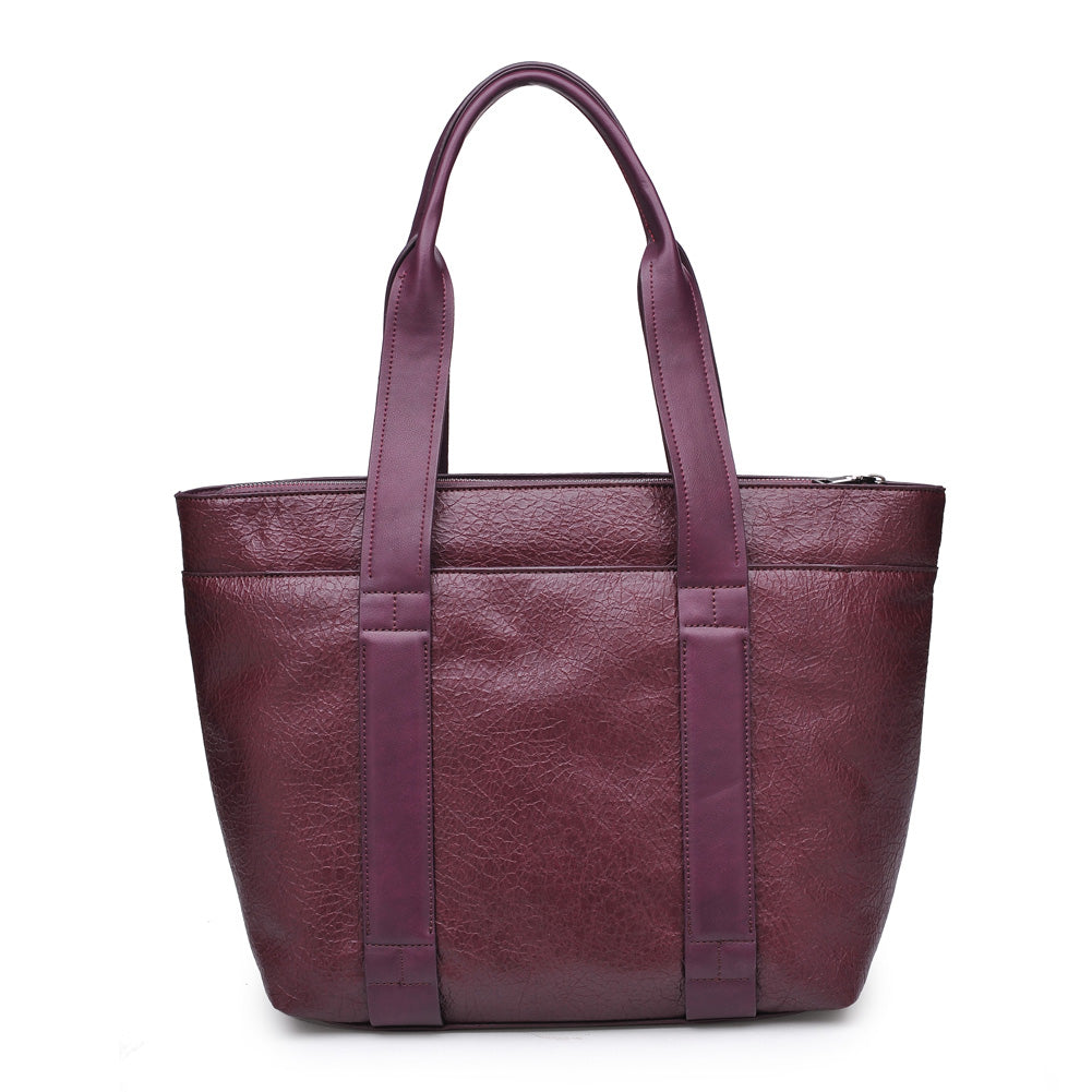 Woman wearing Eggplant Urban Expressions Finn Texture Tote NA-840611156594 View 7 | Eggplant