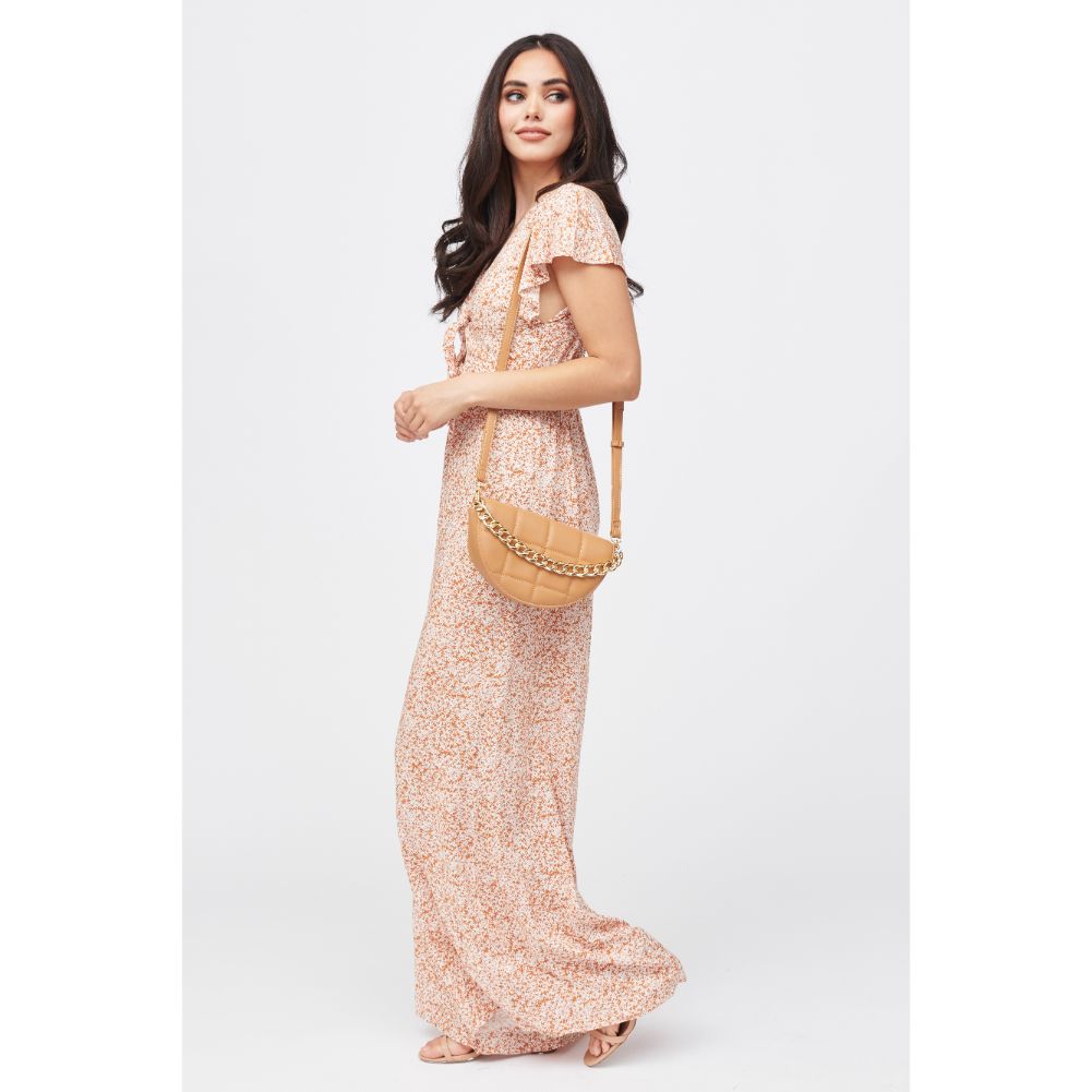 Woman wearing Camel Urban Expressions Natalie Crossbody 840611183026 View 4 | Camel