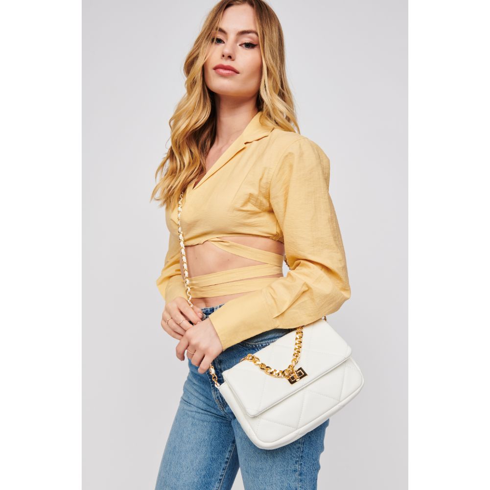 Woman wearing White Urban Expressions Emily Crossbody 840611178954 View 1 | White