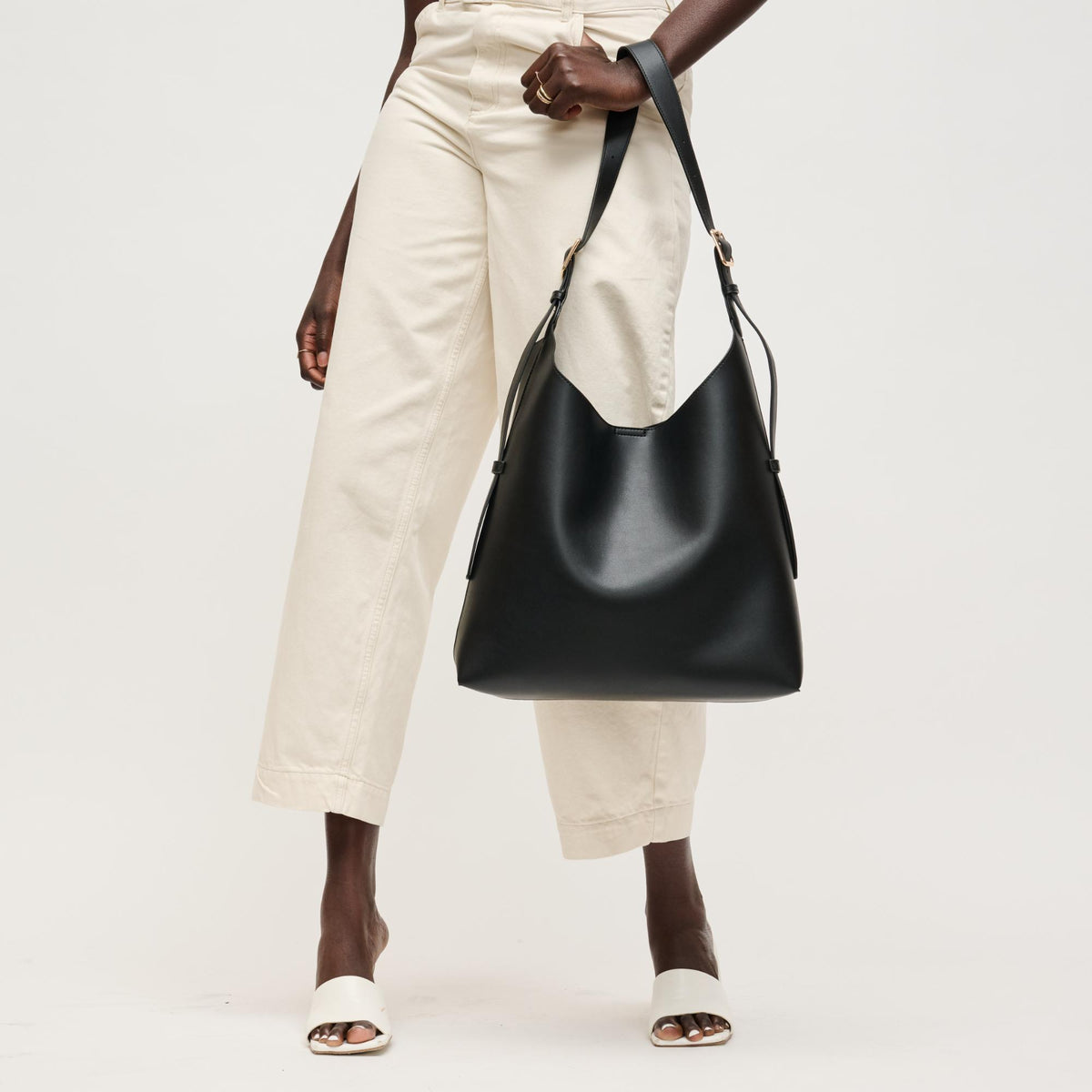 Woman wearing Black Urban Expressions Maria Hobo 840504206252 View 4 | Black