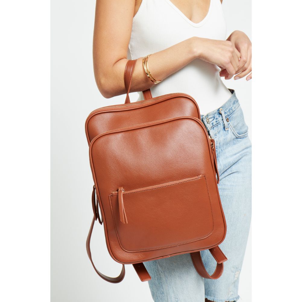 Woman wearing Cognac Urban Expressions Carly Backpack 840611174444 View 3 | Cognac
