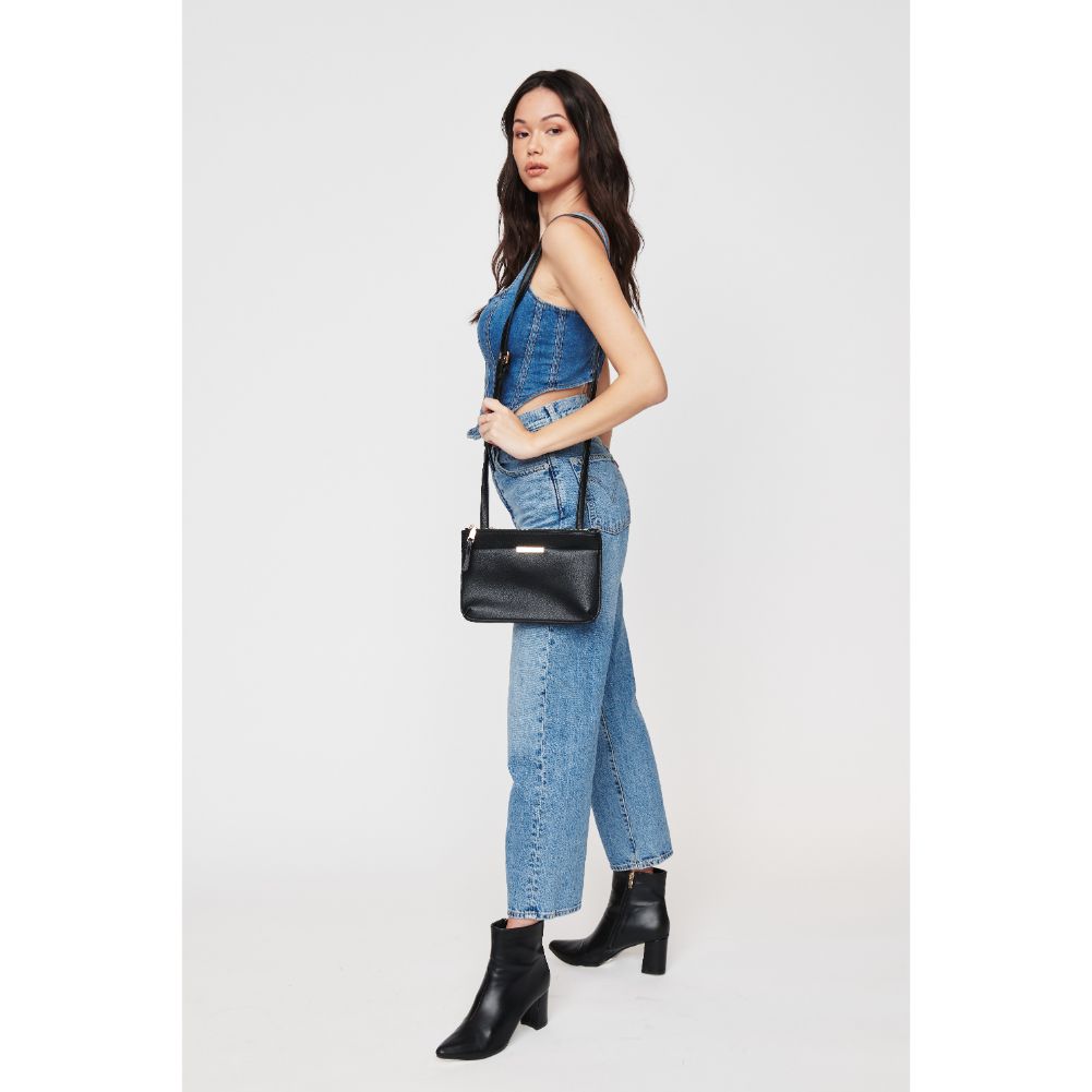 Woman wearing Black Urban Expressions Wyatt Crossbody 840611108692 View 3 | Black