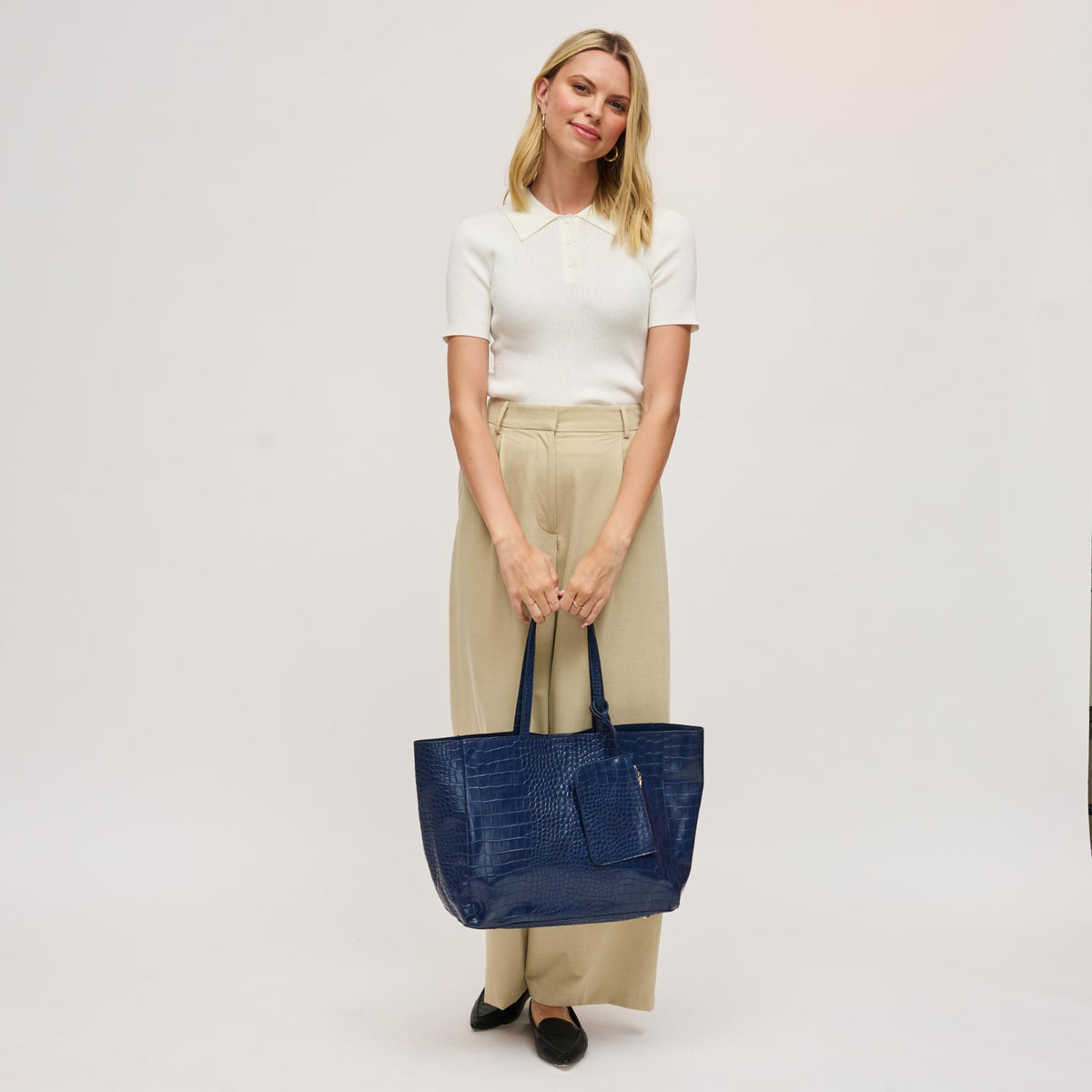 Woman wearing Midnight Urban Expressions Tiffany Tote 840611199003 View 4 | Midnight