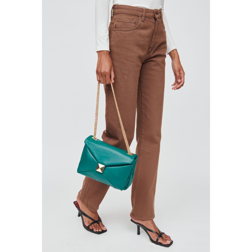 Woman wearing Emerald Urban Expressions Ribbon Crossbody 840611102836 View 4 | Emerald