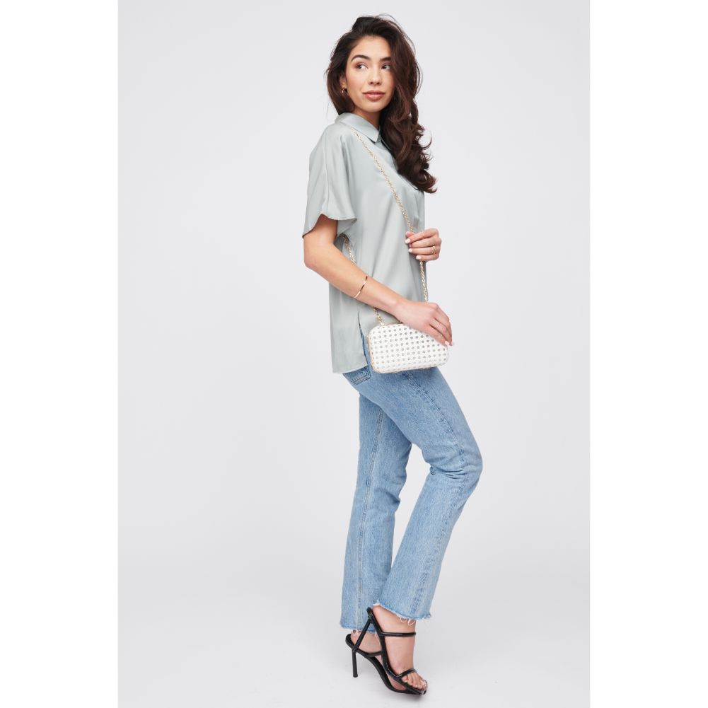 Woman wearing White Urban Expressions Itzel Minaudiere 840611100078 View 3 | White