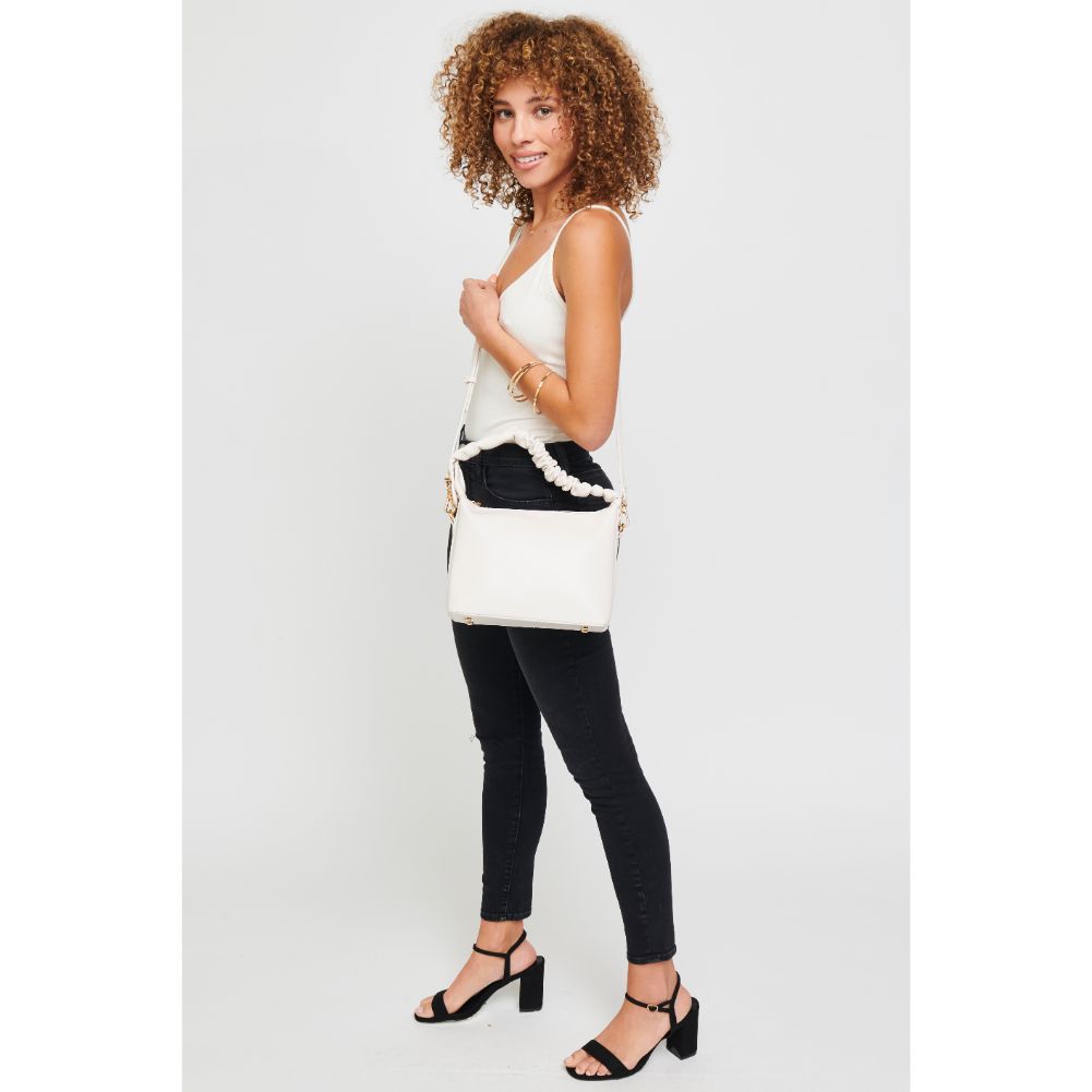 Woman wearing White Urban Expressions Maddie Crossbody 840611179326 View 4 | White