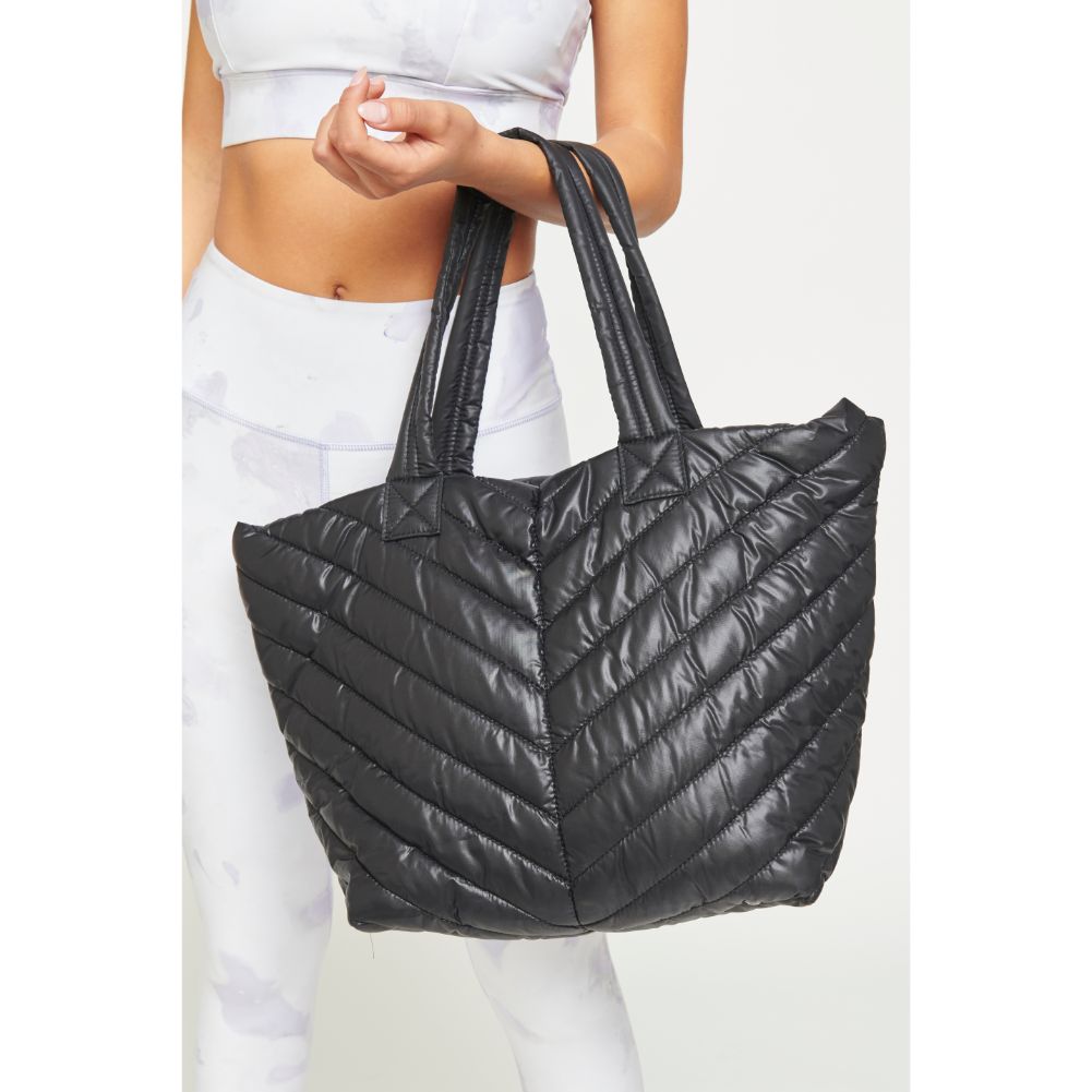 Woman wearing Black Urban Expressions Kickoff Tote NA-840611162403 View 1 | Black