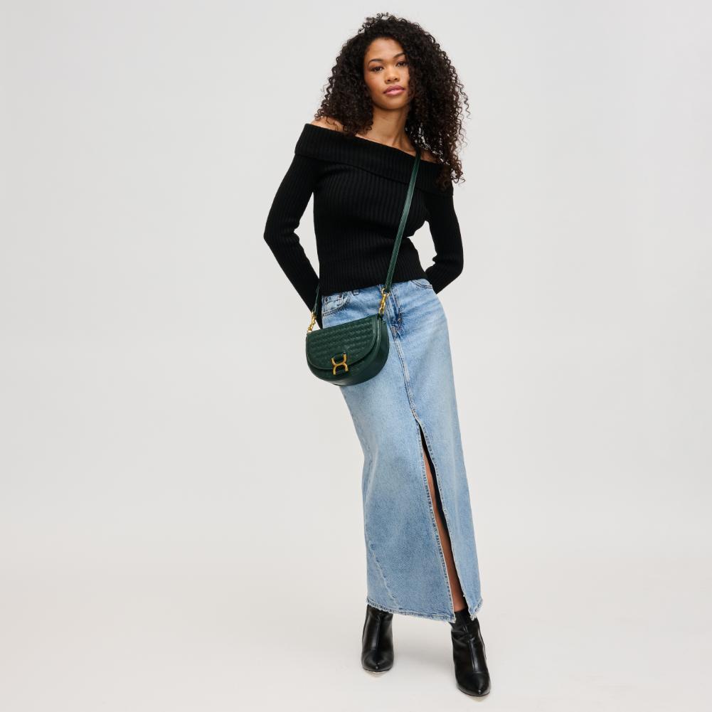 Woman wearing Forest Urban Expressions Alise Crossbody 840611194046 View 3 | Forest