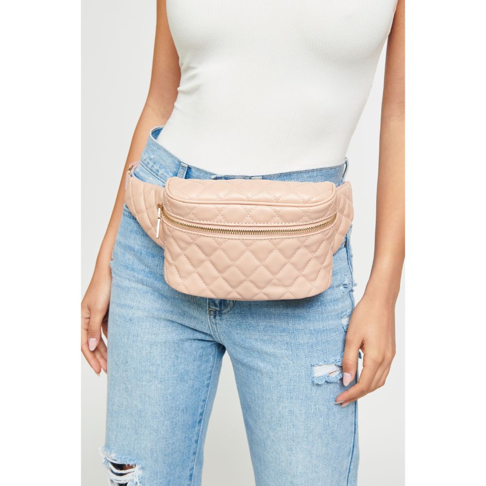 Woman wearing Nude Urban Expressions Hawthorn Belt Bag NA-840611158598 View 3 | Nude