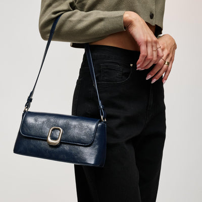 Woman wearing Midnight Urban Expressions Larek Crossbody 840504212352 View 1 | Midnight