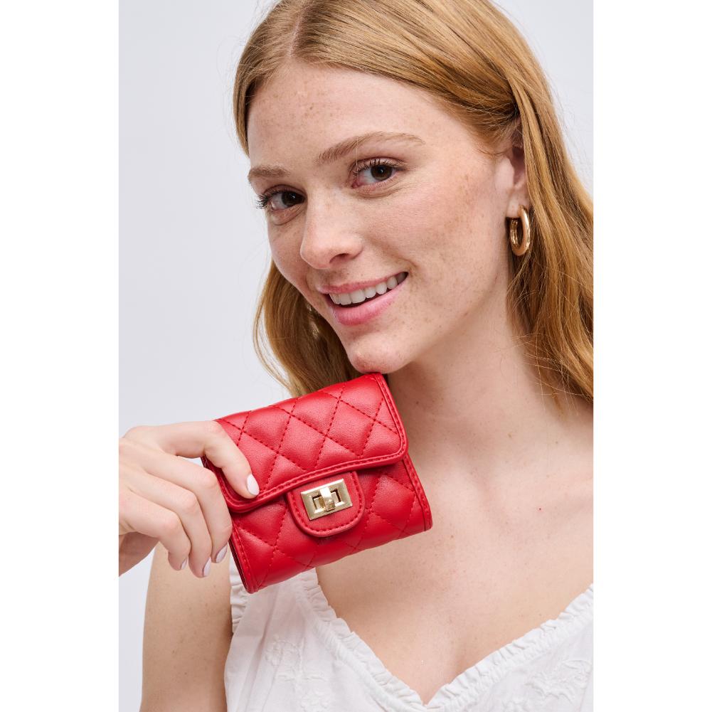 Woman wearing Lipstick Red Urban Expressions Shantel - Quilted Wallet 840611121837 View 2 | Lipstick Red