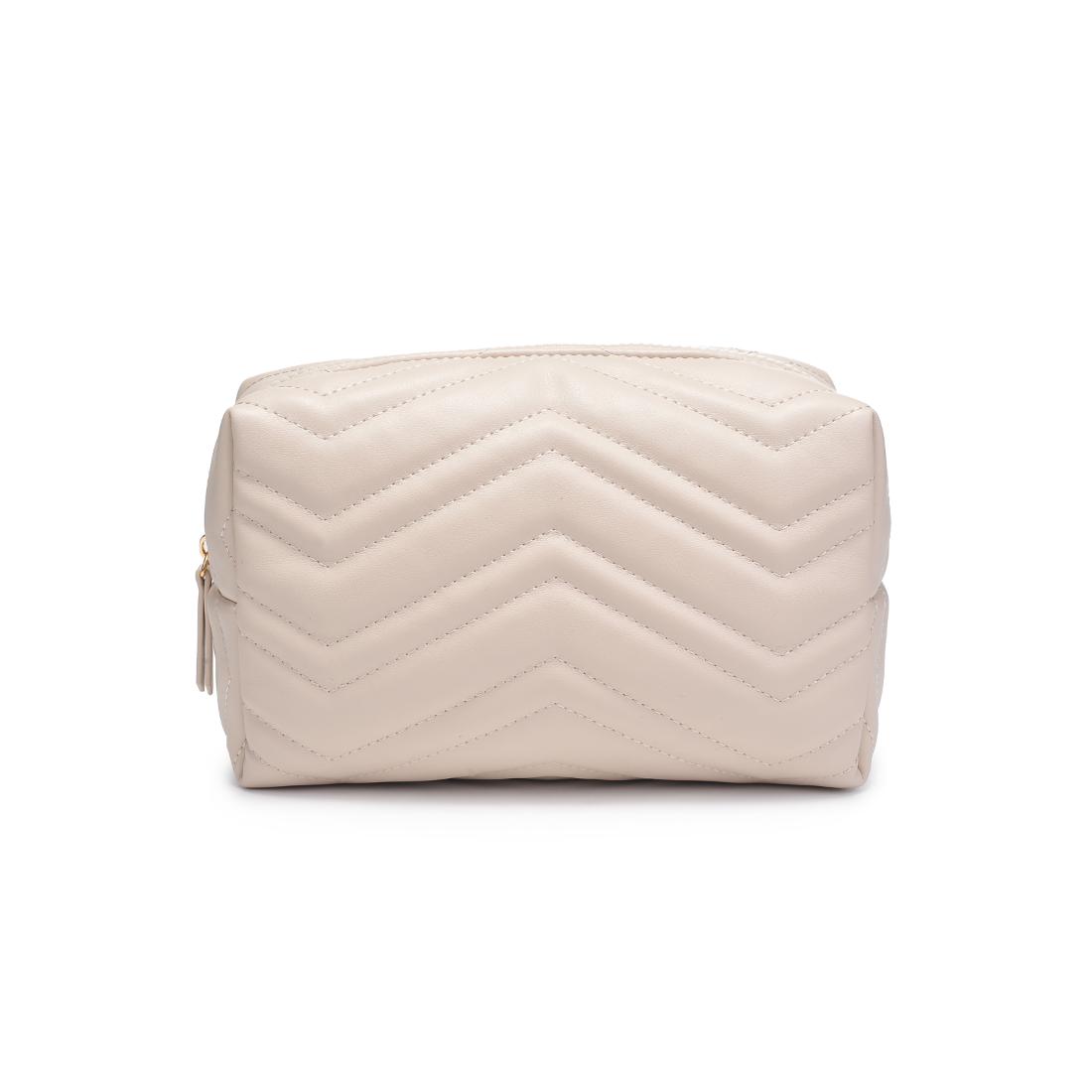 Urban Essentials Chic Stitch Cosmetic & Travel Organizer Pouch 840611197184 View 5 | Oatmilk