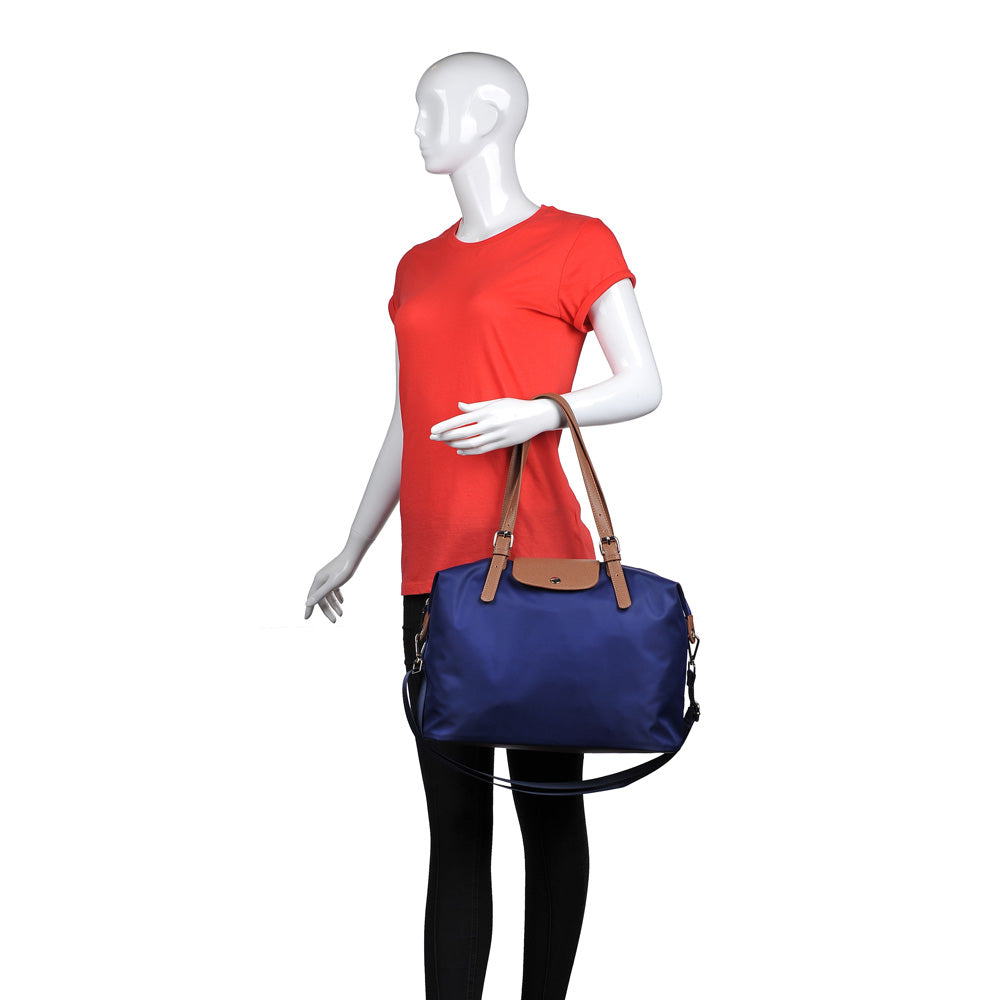 Woman wearing Navy Urban Expressions Justine Satchel NA-840611157539 View 1 | Navy