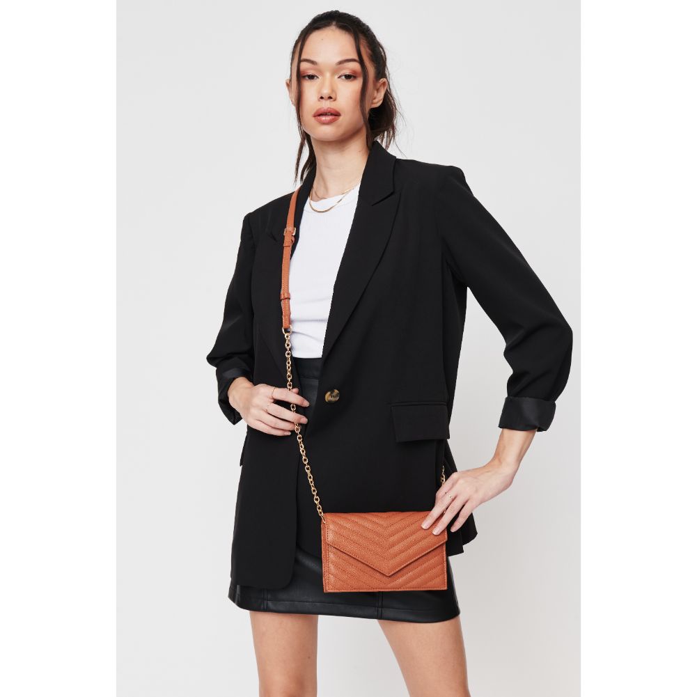 Woman wearing Tan Urban Expressions Muriel Crossbody 840611104625 View 1 | Tan