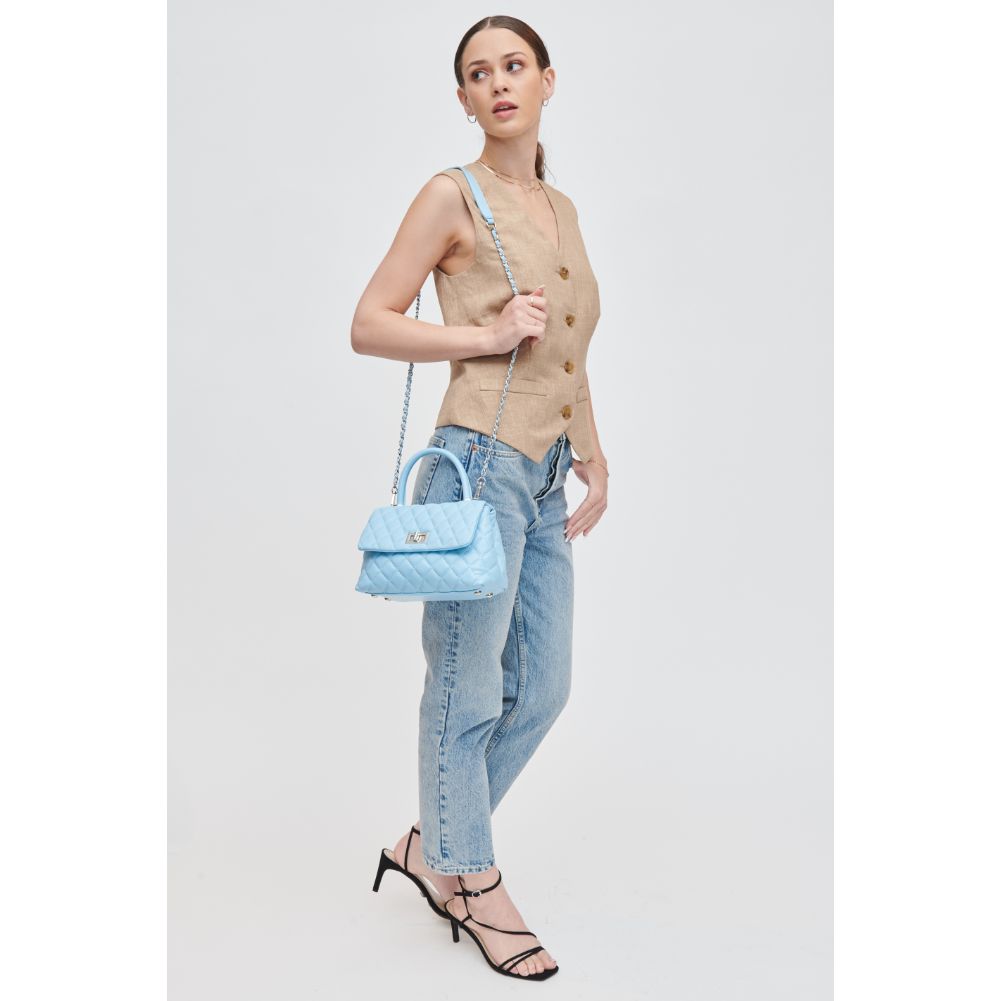 Woman wearing Sky Blue Urban Expressions Cordelia - Quilted Crossbody 840611106353 View 3 | Sky Blue