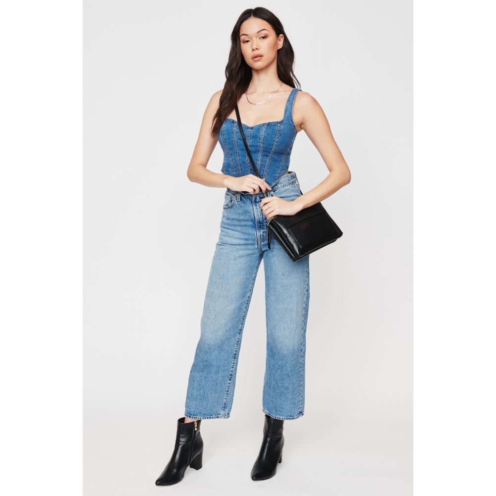 Woman wearing Black Urban Expressions Morris Lizard Crossbody 840611108517 View 2 | Black