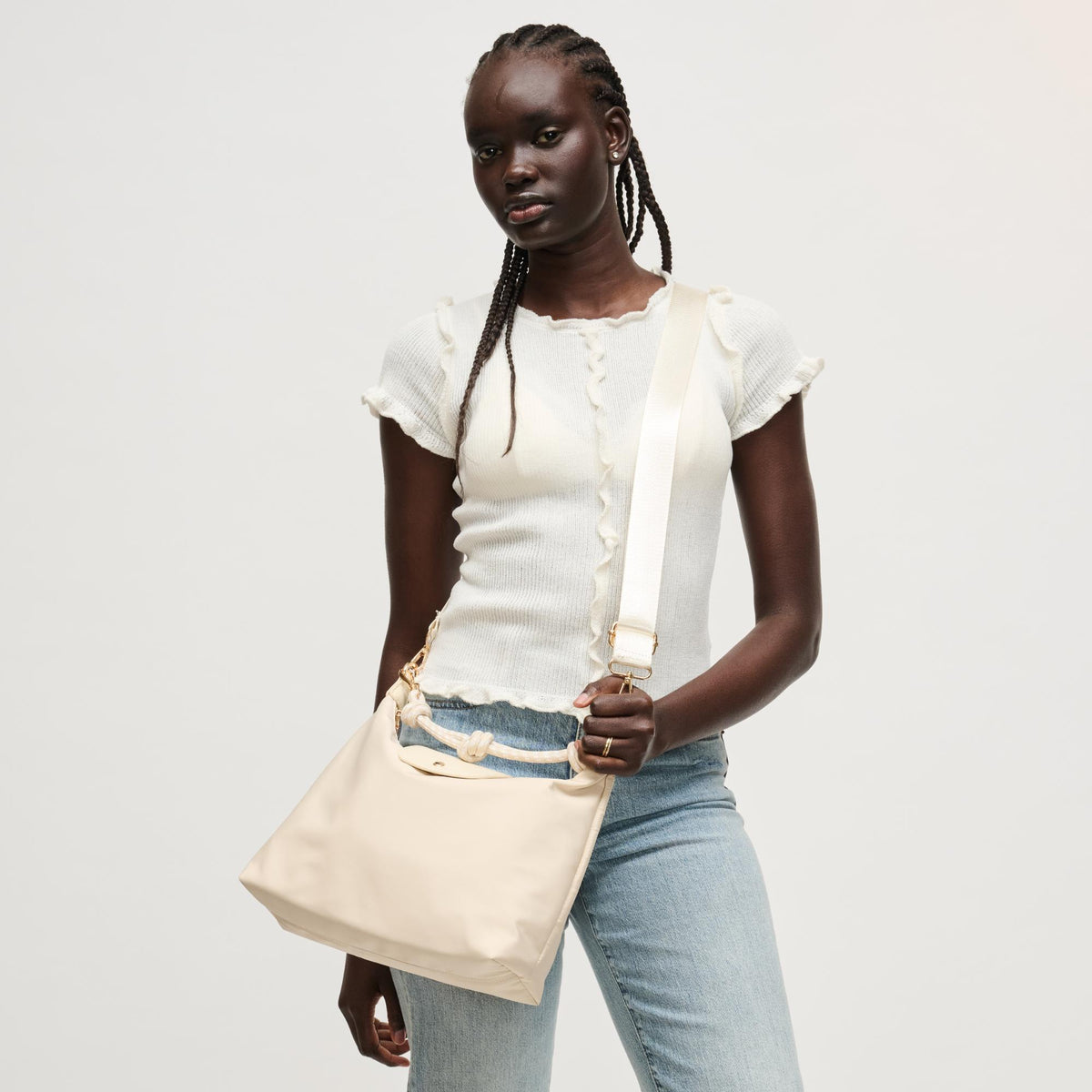 Woman wearing Cream Urban Expressions Nova Hobo 840504206108 View 2 | Cream
