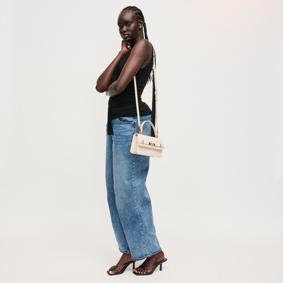 Woman wearing Oatmilk Urban Expressions Lily Crossbody 840504205798 View 2 | Oatmilk