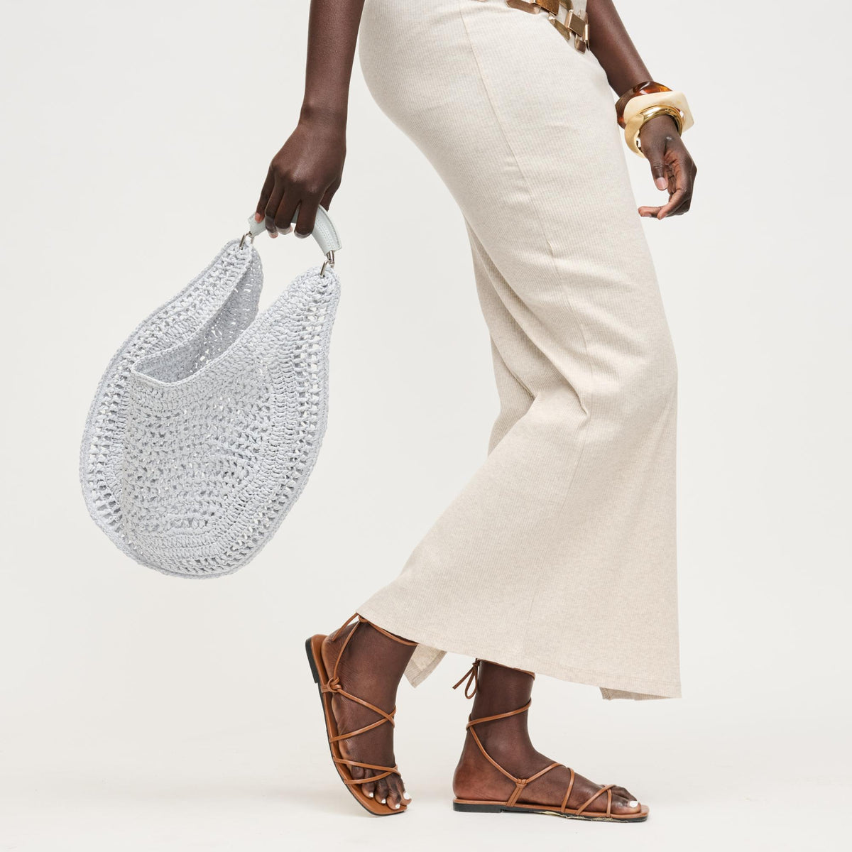Woman wearing Ice Blue Urban Expressions Camden Hobo 840504204517 View 3 | Ice Blue