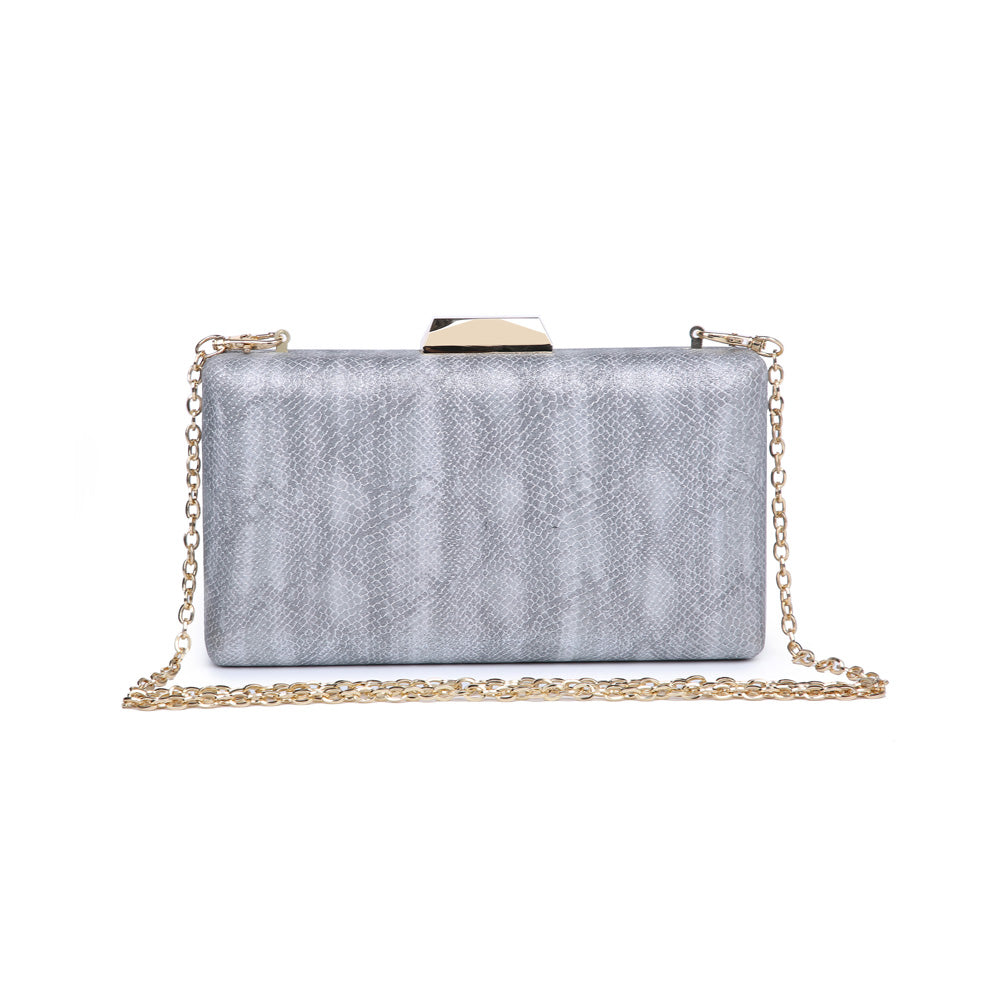Product Image of Urban Expressions Flora Metallic Snake Evening Bag NA-840611157034 View 3 | Silver
