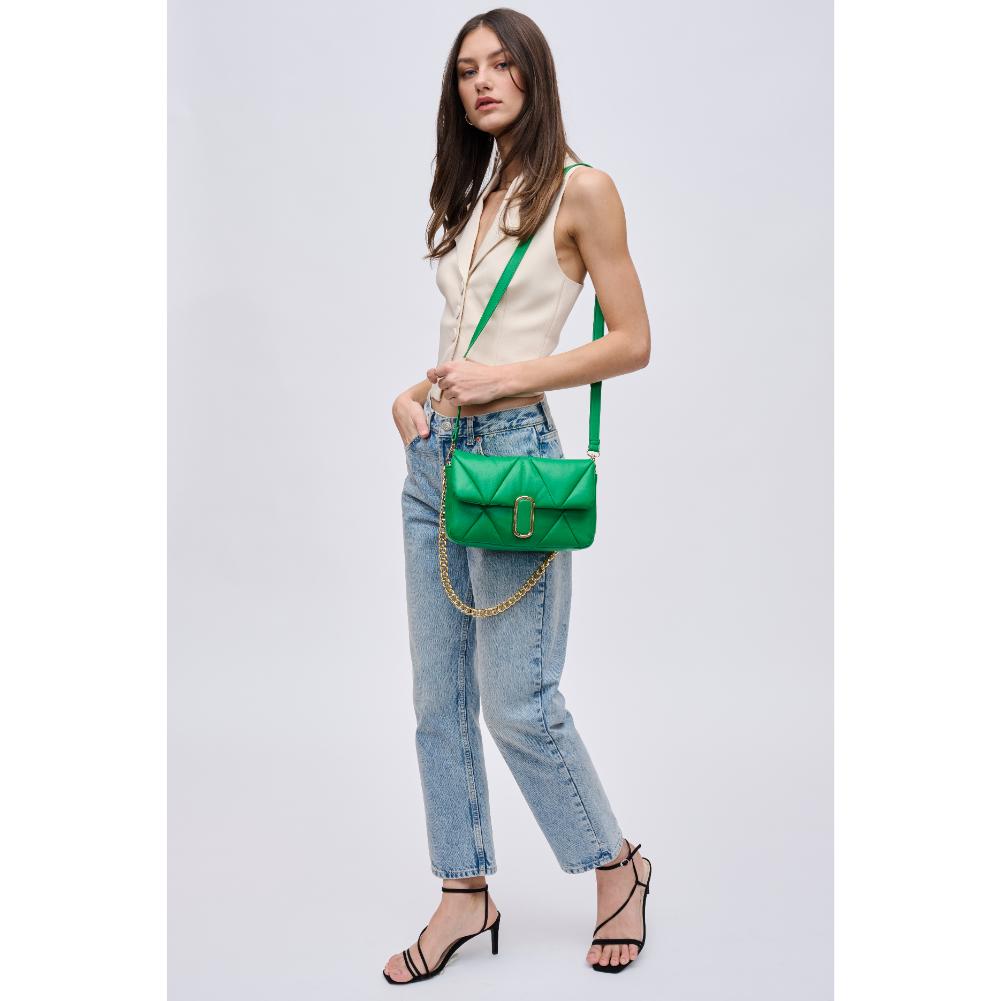 Woman wearing Kelly Green Urban Expressions Anderson Crossbody 840611121769 View 2 | Kelly Green