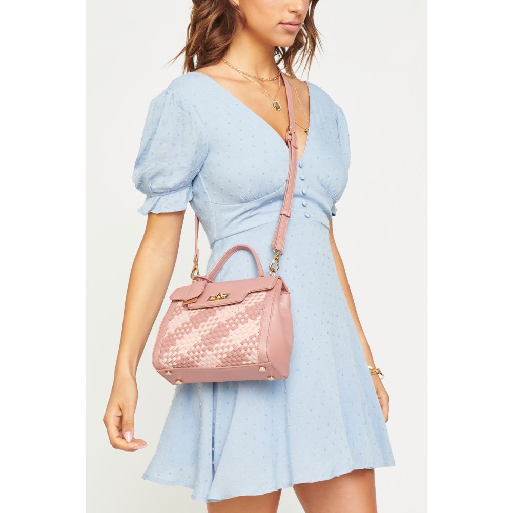 Woman wearing French Rose Urban Expressions Marcia Crossbody 840611170392 View 2 | French Rose