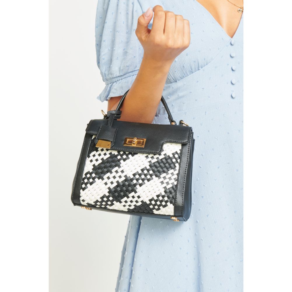 Woman wearing Black White Urban Expressions Marcia Crossbody 840611170378 View 2 | Black White