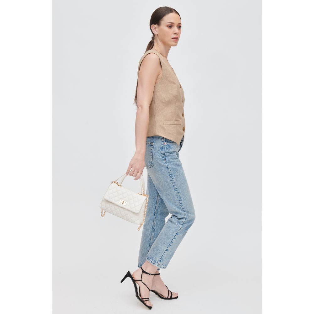 Woman wearing Oatmilk Urban Expressions Cordelia - Quilted Crossbody 840611106339 View 4 | Oatmilk