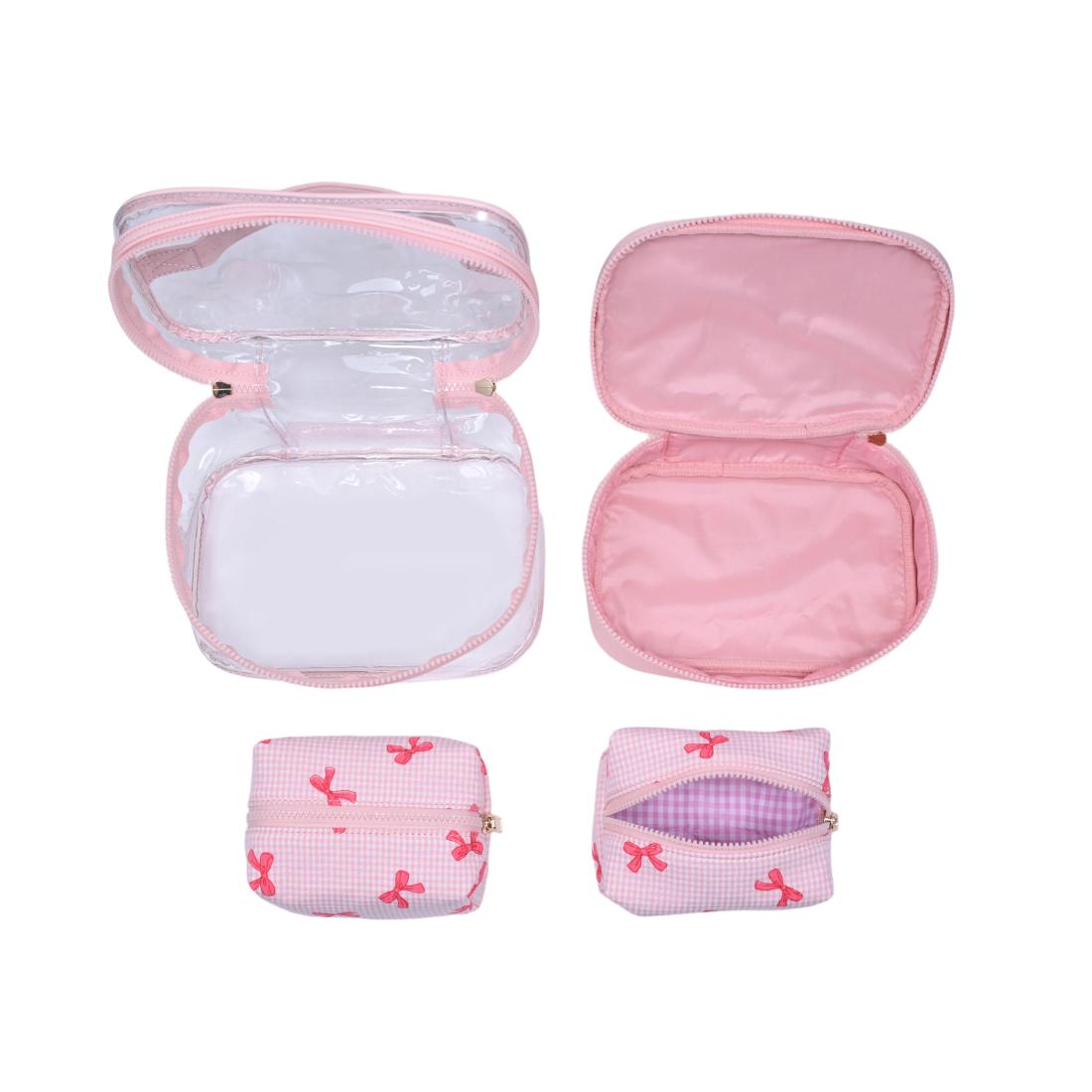 Urban Essentials Bow & Tell - 4 Piece Train Case Set 840504215650 View 8 | Pink Bow