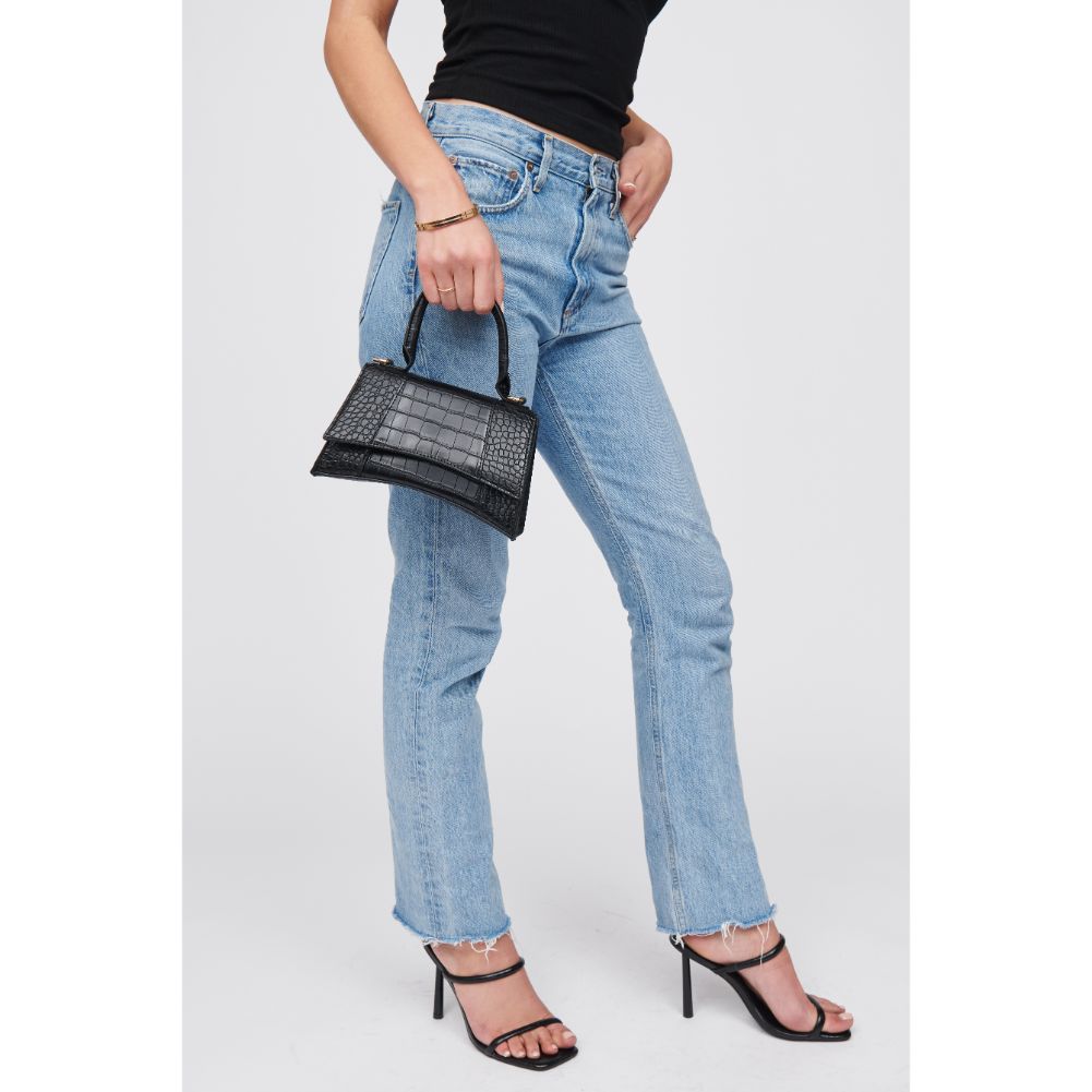 Woman wearing Black Urban Expressions Lucas - Croco Crossbody 818209018395 View 4 | Black