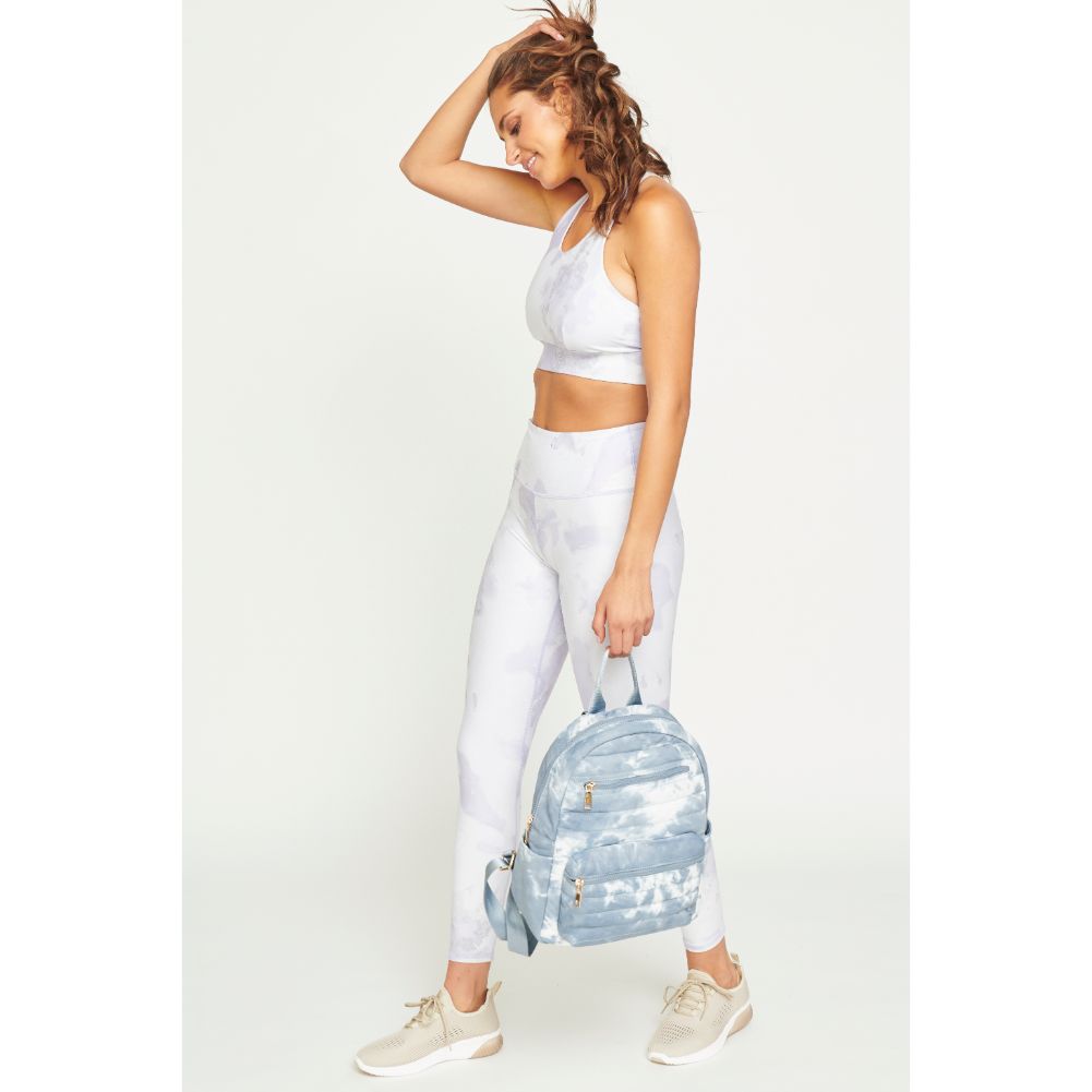 Woman wearing Slate Cloud Urban Expressions Aiden Backpack 840611180742 View 3 | Slate Cloud