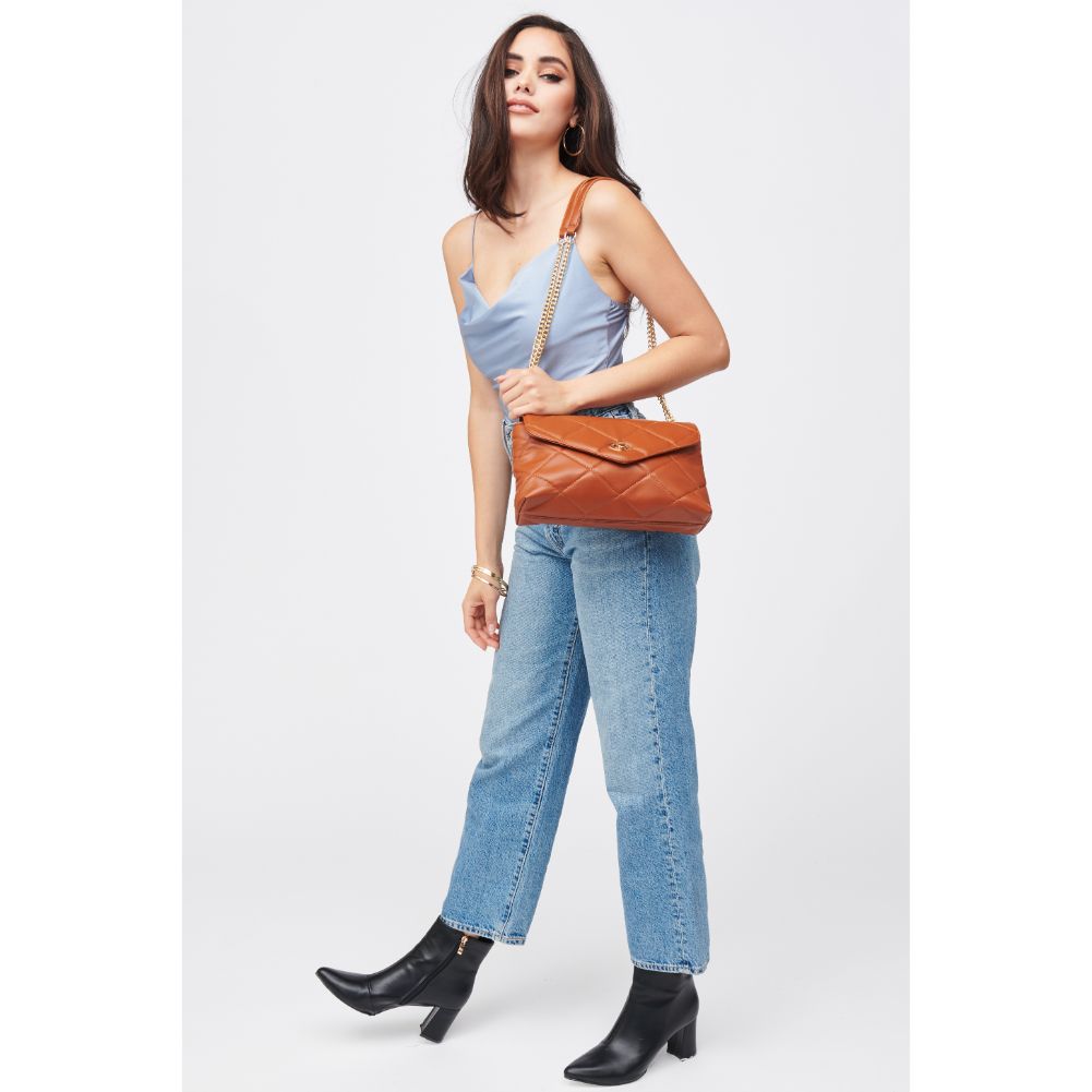 Woman wearing Tan Urban Expressions Felicity Crossbody 840611182760 View 2 | Tan