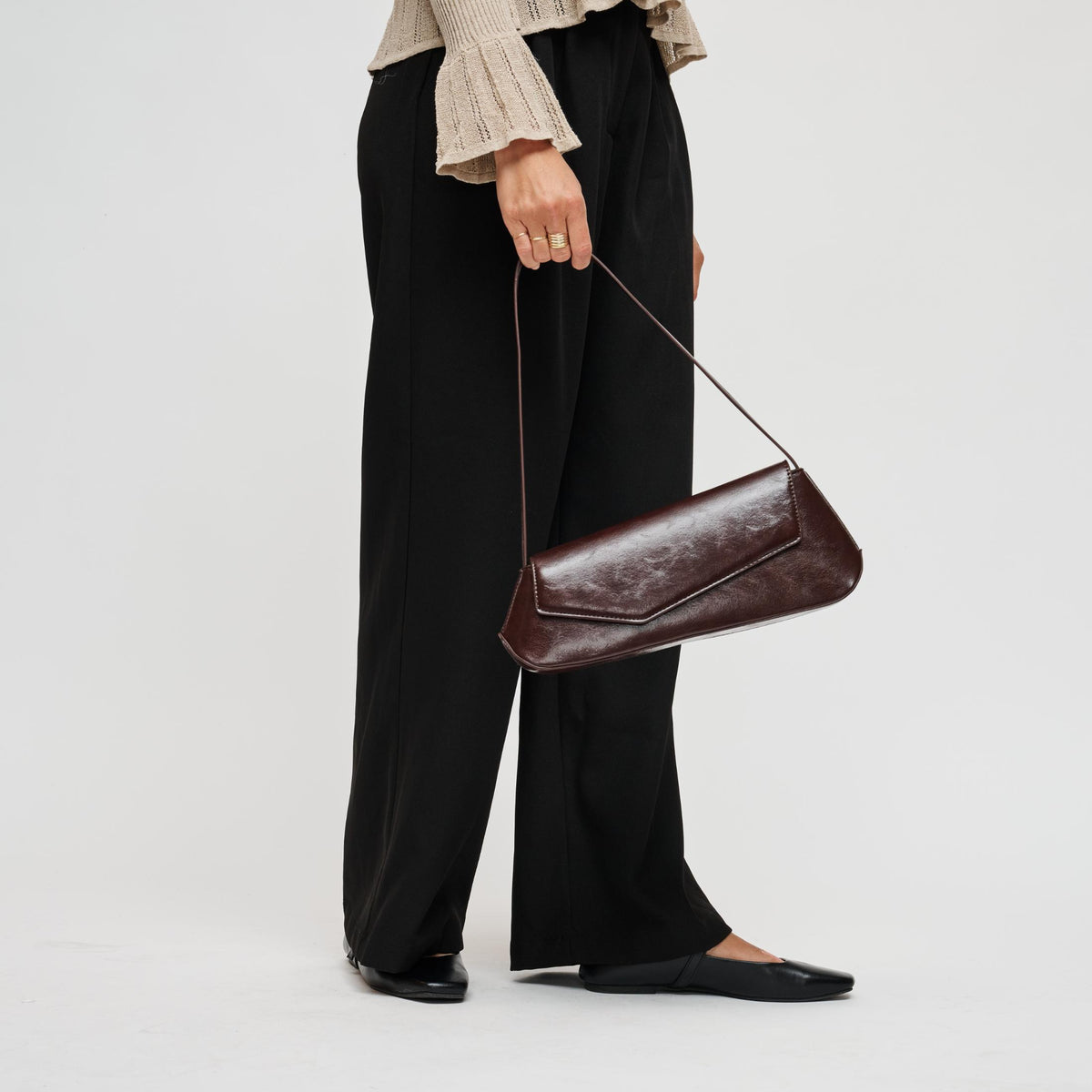 Woman wearing Espresso Urban Expressions Mett Shoulder Bag 840504212680 View 3 | Espresso