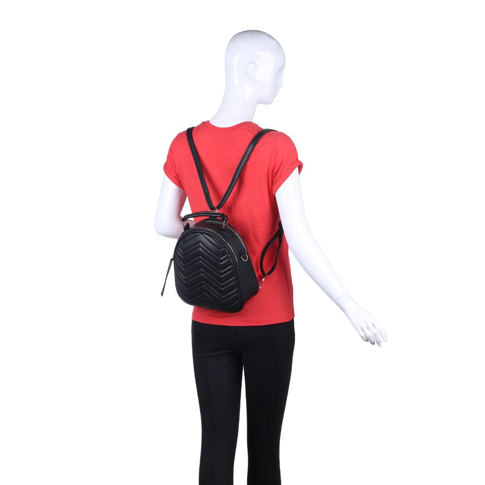 Product Image of Urban Expressions Constance V Stitch Double Zip Backpack 840611168573 View 5 | Black