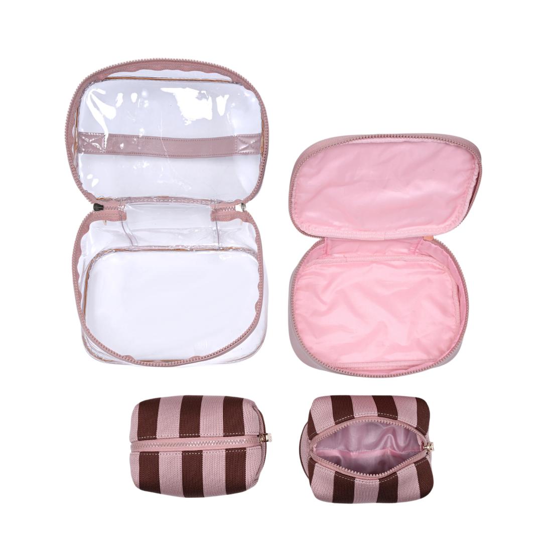 Urban Essentials Essential Stripes - 4 Piece Train Case Set 840504215674 View 8 | Pink Brown