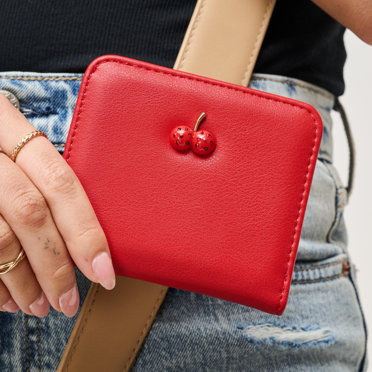 Woman wearing Red Urban Expressions Lucy Wallet 840504203985 View 1 | Red