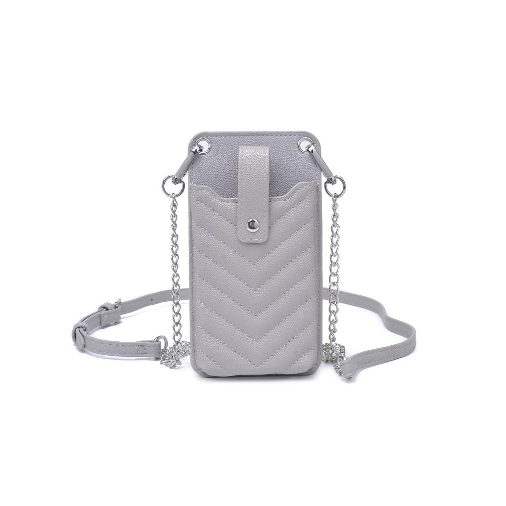 Woman wearing Dove Grey Urban Expressions Claire - Chevron Stitch Cell Phone Crossbody 840611190642 View 5 | Dove Grey