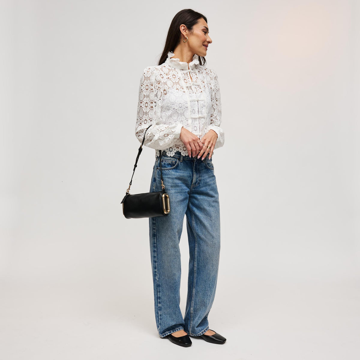 Woman wearing Black Urban Expressions Luciana Shoulder Bag 840504211614 View 4 | Black