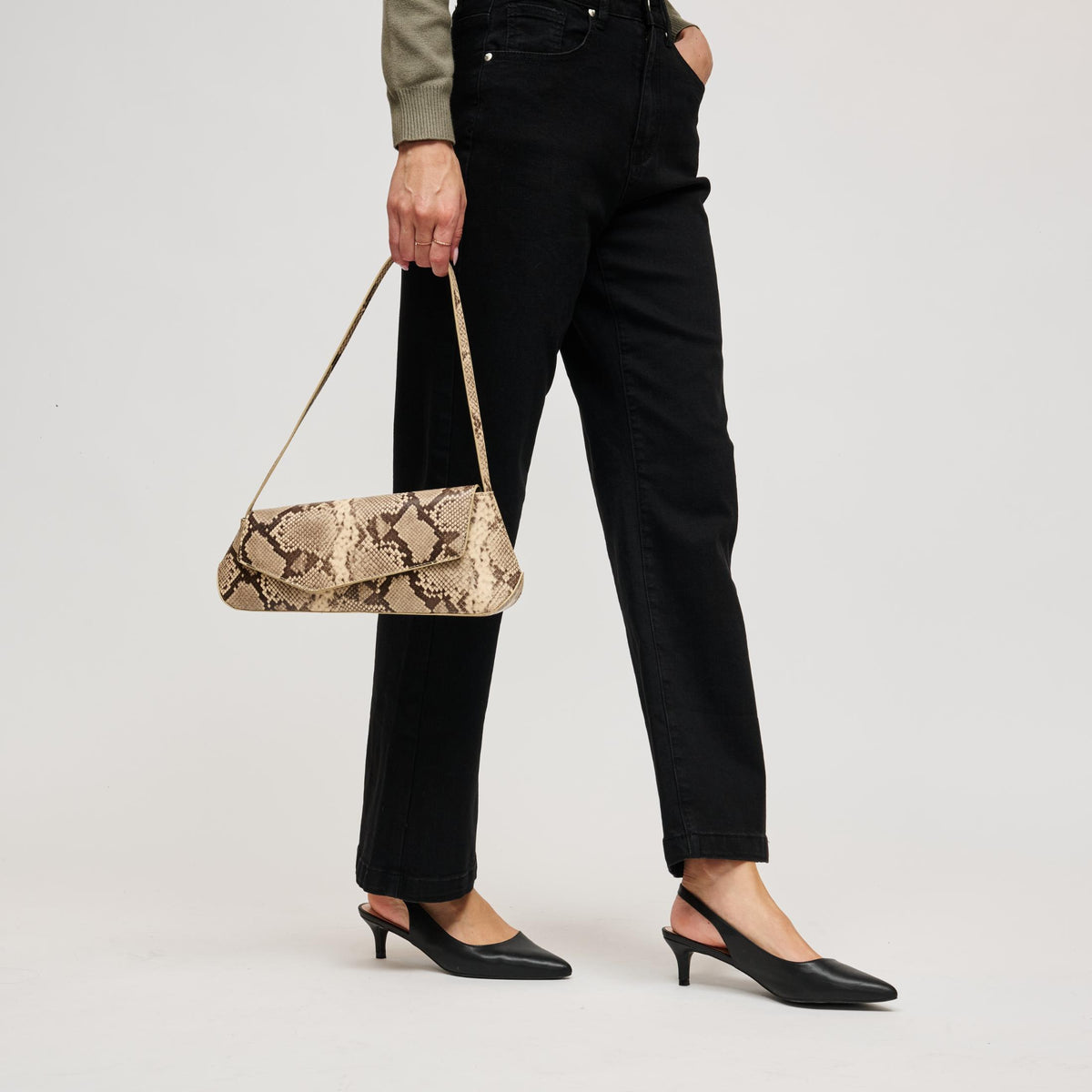 Woman wearing Natural Multi Urban Expressions Mett Snake Shoulder Bag 840504212710 View 3 | Natural Multi