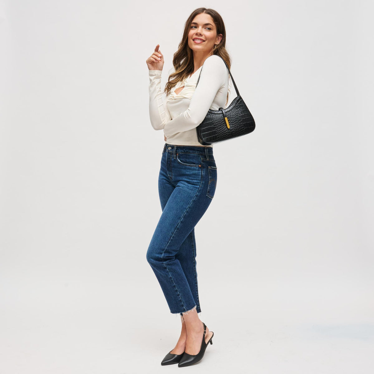 Woman wearing Black Urban Expressions Judith Shoulder Bag 840611199652 View 3 | Black