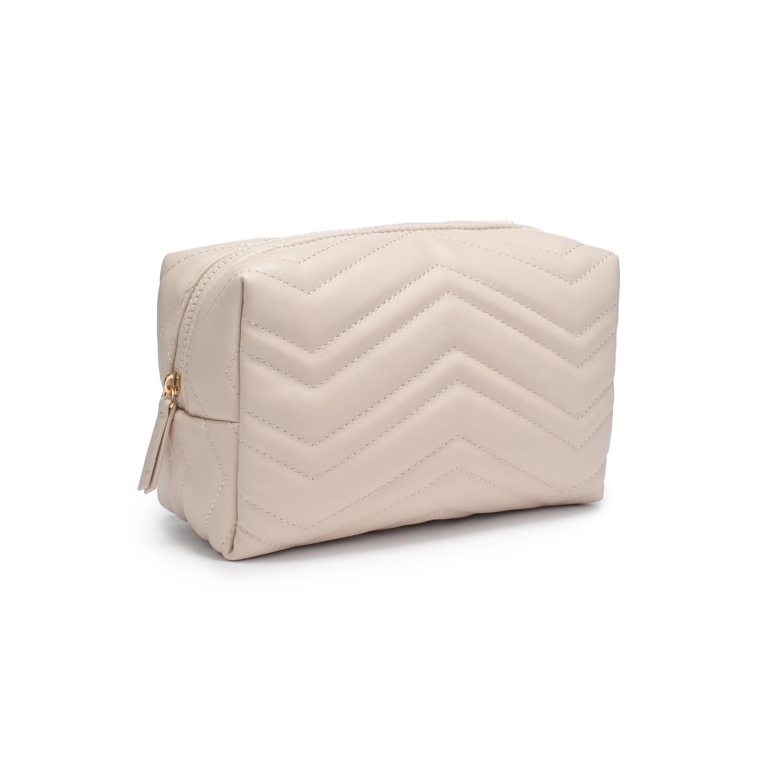 Urban Essentials Chic Stitch Cosmetic & Travel Organizer Pouch 840611197184 View 6 | Oatmilk