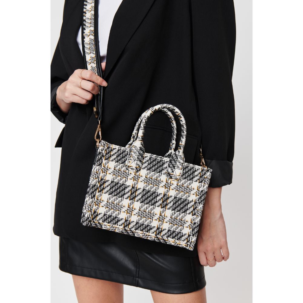Woman wearing Black Urban Expressions Edina - Plaid Crossbody 840611103079 View 1 | Black
