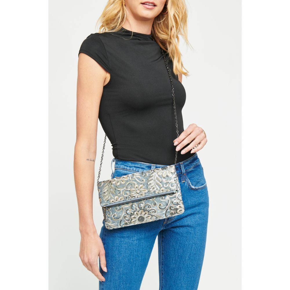 Woman wearing Slate Urban Expressions Rhapsody Clutch 840611139733 View 1 | Slate