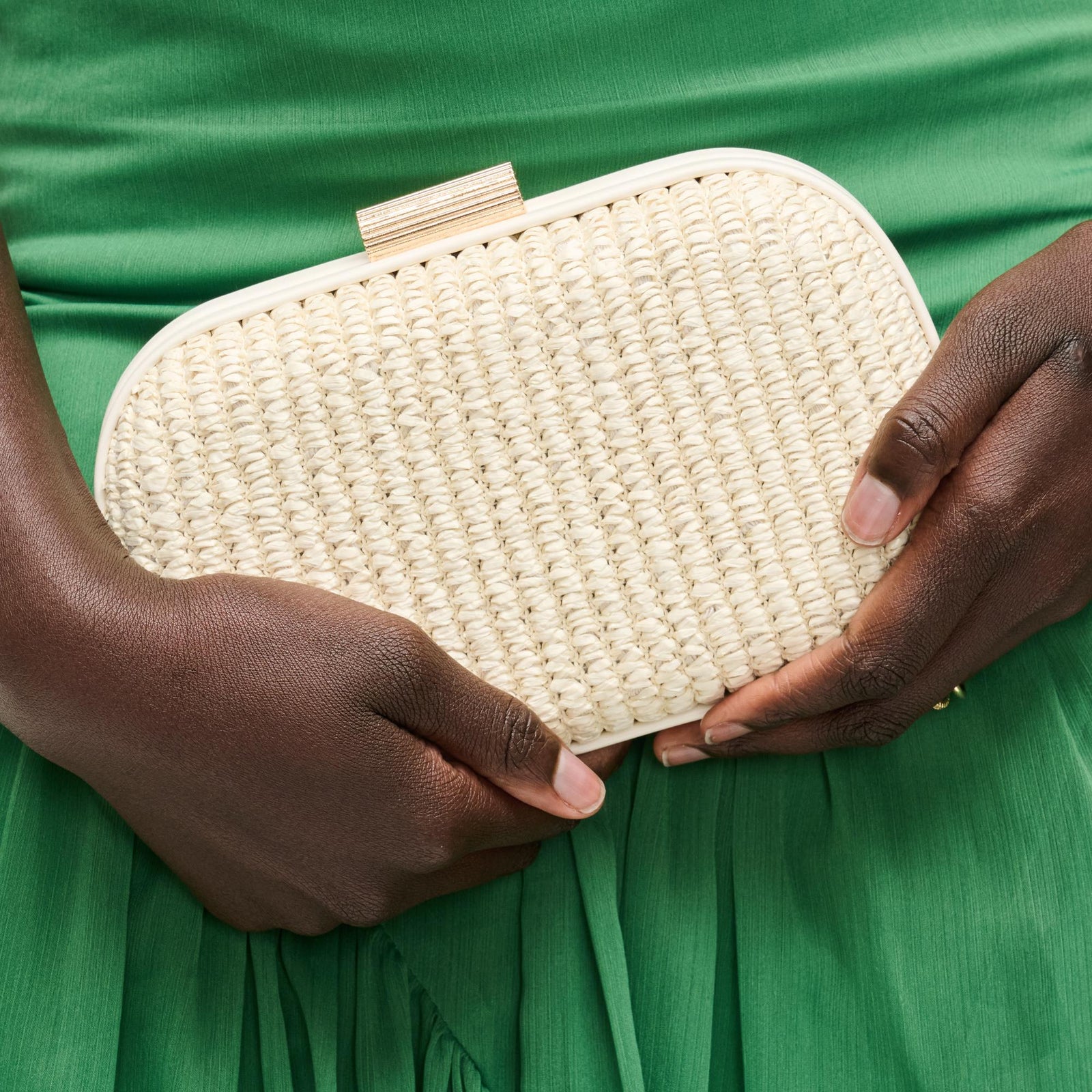 Woman wearing Ivory Urban Expressions Alix Evening Bag 840504206283 View 1 | Ivory