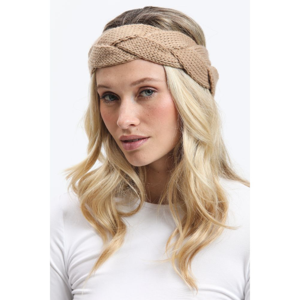 Woman wearing Black Urban Expressions Woven Knitted Headband Headband 818209014915 View 1 | Black